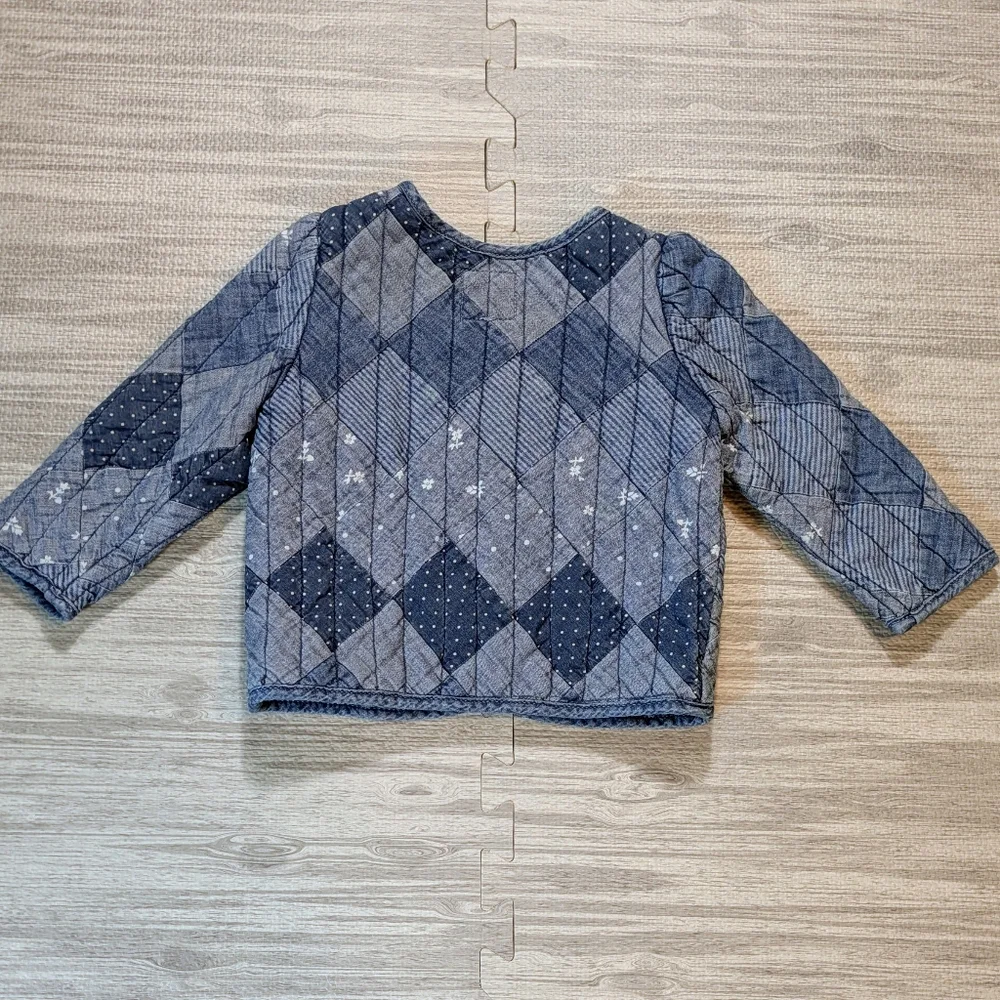 Vintage Kids Gap Quilted Patchwork Light Blue Denim Jacket/Coat, Cotton, EUC, 2T